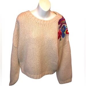 Zara oversized knit sweater colorful Embroidered size large